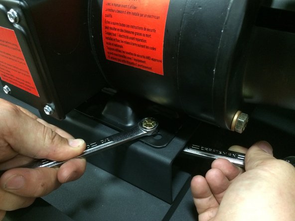 Use two 1/2&quot; standard open-end, box-end, or combination-end wrenches to tighten the nuts (4) on the hex bolts (4).