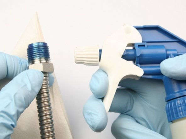 Clean 3/8" gland nut of all blue goop with isopropyl alcohol