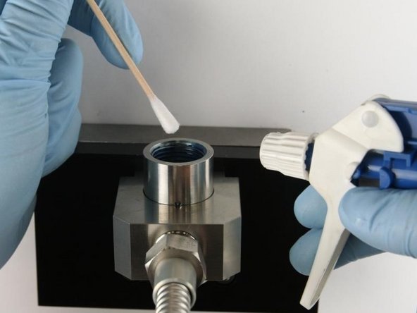 Thoroughly clean the interior/exterior of the valve body with isopropyl alcohol before replacing the components.