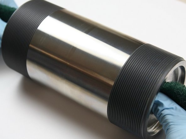 If the inside bore finish is blemished, use Scotch Brite in both ends of the high-pressure cylinder to smooth out the blemishes by rolling back and forth.