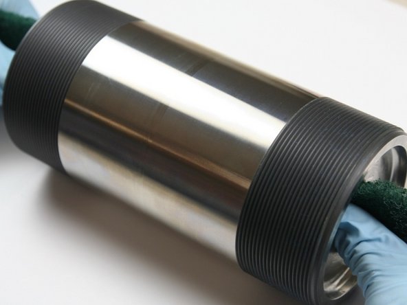 If the inside bore finish is blemished, use scouring pad in both ends of the high-pressure cylinder, to smooth out blemishes, rolling back and forth.