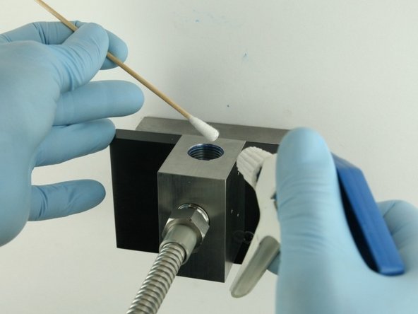 Thoroughly clean the interior of the valve body with isopropyl alcohol or a similar cleaning agent before replacing the components.