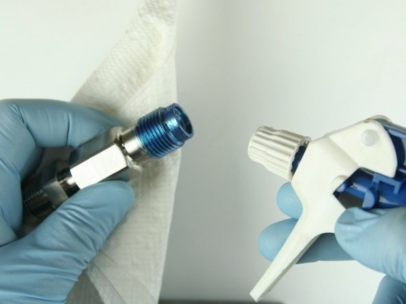 Clean the adapter of all Blue Goop with isopropyl alcohol or a similar cleaning agent.