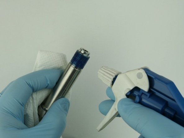 Thoroughly clean the nozzle tube of all Blue Goop.