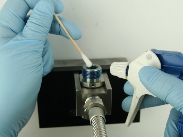Thoroughly clean the interior/exterior of the valve body with isopropyl alcohol or a similar cleaning agent before replacing the components.