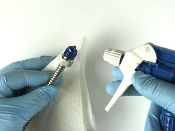 Clean the high-pressure tubing threads and cone of all Blue Goop with isopropyl alcohol or a similar cleaning agent.