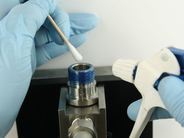 Thoroughly clean the interior/exterior of the valve body with isopropyl alcohol or a similar cleaning agent before replacing the components.