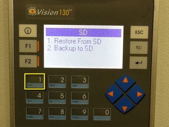 Press 1 (Restore from SD).