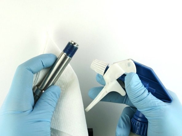 Thoroughly clean the nozzle tube of all the Blue Goop.