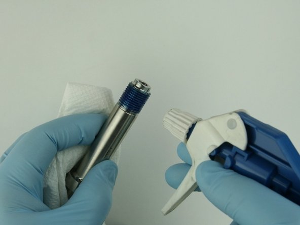 Thoroughly clean the nozzle tube of all the Blue Goop.