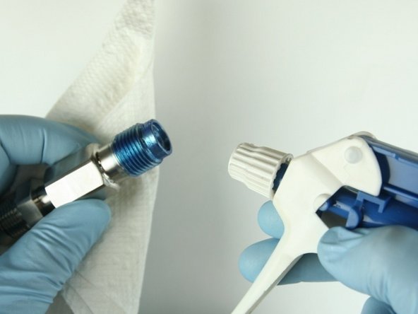 Clean the adapter of all blue goop with isopropyl alcohol or similar cleaning agent.