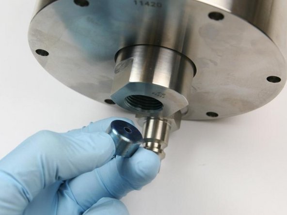 Put the insert, with the rounded side first, into the bottom of the check valve body.