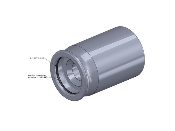 Insert new o-ring into HP Cylinder. Apply a small amount of high-vac grease to o-ring