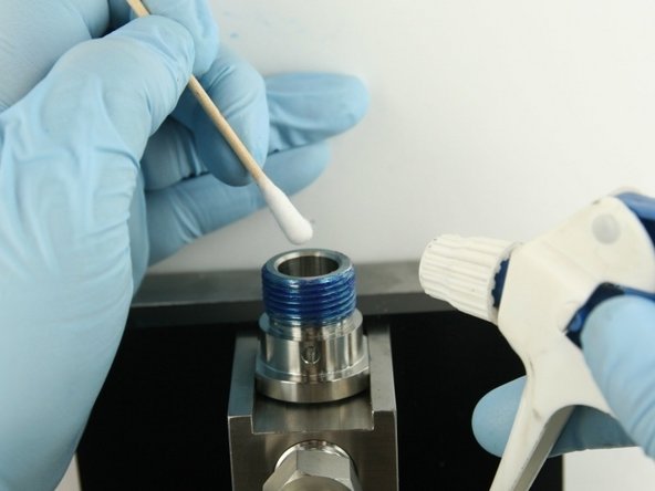 Thoroughly clean the interior/exterior of the valve body with isopropyl alcohol or a similar cleaning agent before replacing the components.