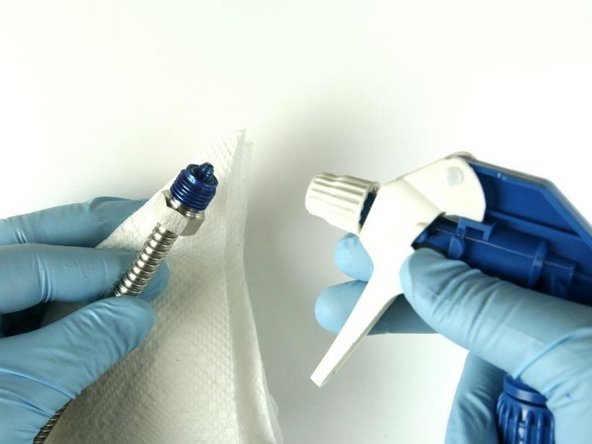 Clean gland nut of all blue goop with isopropyl alcohol