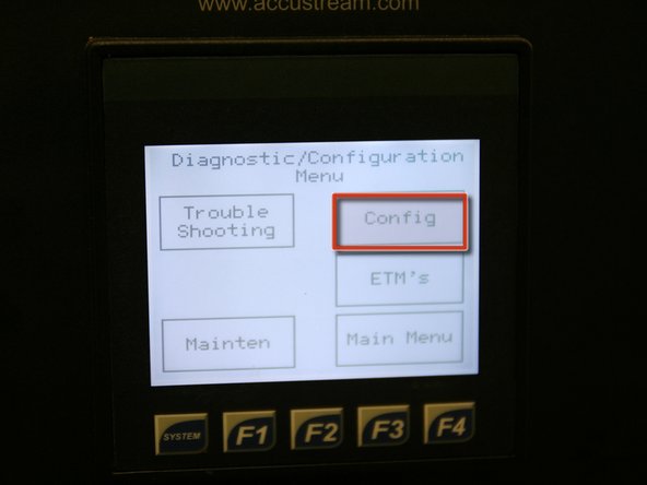 Press Config and enter password to enter configuration screen.