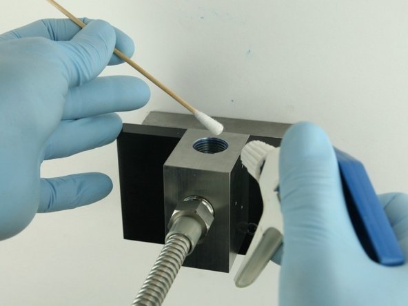 Thoroughly clean the interior of the valve body with isopropyl alcohol or a similar cleaning agent before replacing the components.