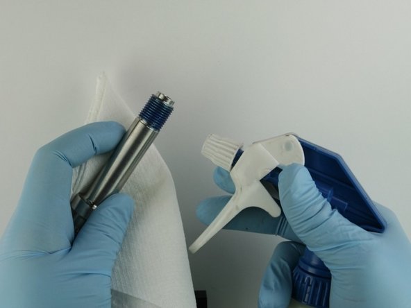 Thoroughly clean the nozzle tube of all Blue Goop.