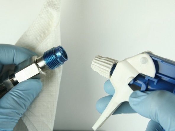 Clean the adapter of all Blue Goop with isopropyl alcohol.