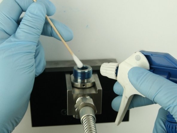 Thoroughly clean the interior/exterior of the valve body with isopropyl alcohol or a similar cleaning agent before replacing the components.