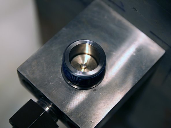 Press assembly into place, using included dowel, until Needle Guide bottoms on valve bore.