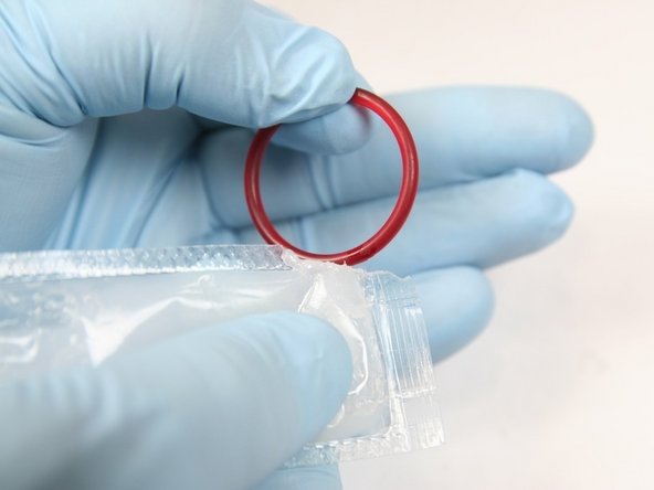 Apply light coat of high vacuum grease to red o-ring