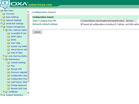 Configuration file for MOXA G3111.