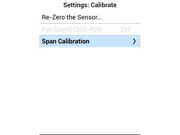 Navigate down and selectm 'Calibrate' and then ‘Span Calibration’