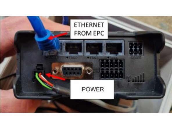 Connect the RUT955 modem to your monitor’s Embedded PC (EPC) using an ethernet cable in “LAN1”.