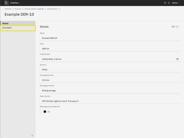1. From the dashboard: Click “View live report” on a contribution tile