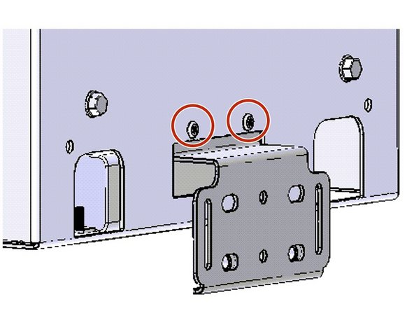 Fix lower mounting bracket to the monitor’s chassis with screws.