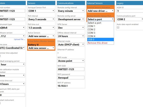 Go to the Configure app and to the column External Sensors.