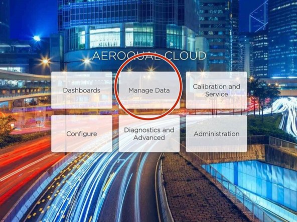 To make sure the internal temperature is operating as expected, enter Manage Data.