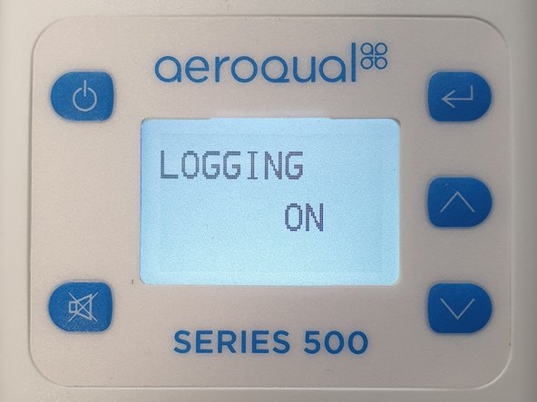 The data download process automatically stops logging on the handheld monitor.
