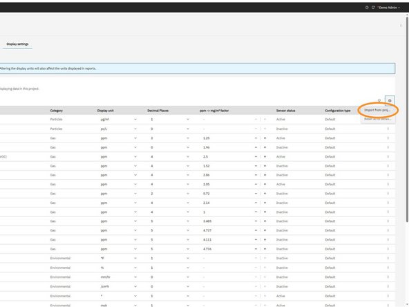 From the dropdown menu, click Import from project.