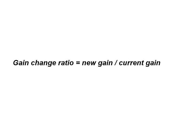 Calculate and record the ratio of the gain change using the equation shown.