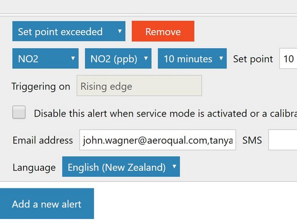 To send the alert to an email address, enter it in the Email address field.