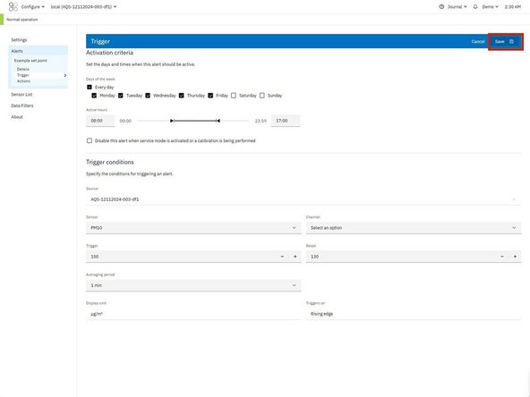 From here you can edit different parts of the alert: