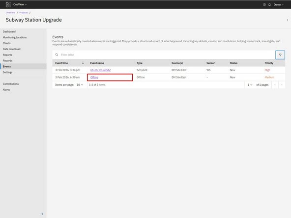 Click the Event name.