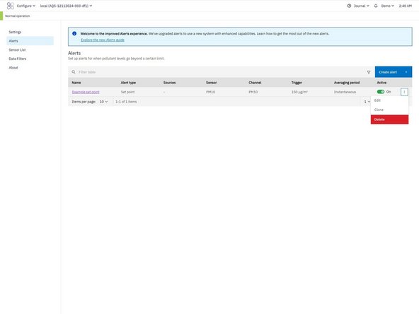 From the Alerts table: