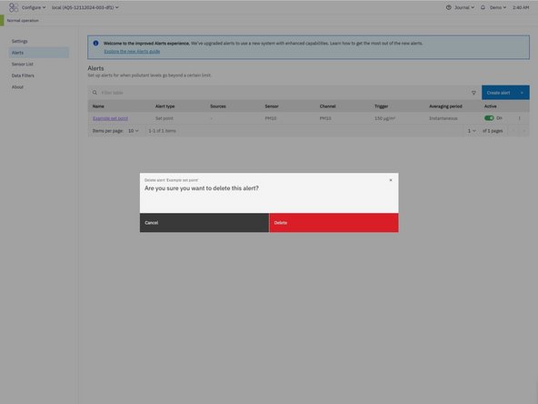 Click the overflow menu (⋮) on the right side of the alert row.