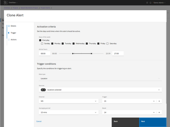 In the Trigger step: