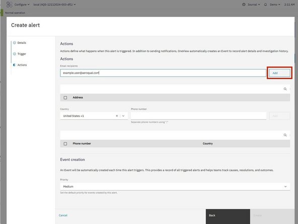 In the Email section: