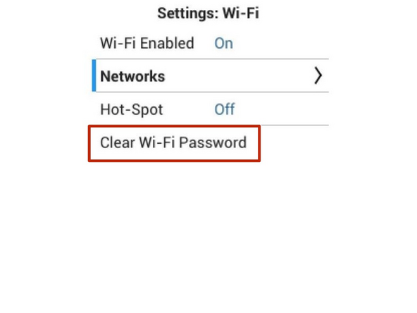 Navigate to Wi-Fi&gt;Clear Wi-Fi Passwords and press the CIRCLE button.
