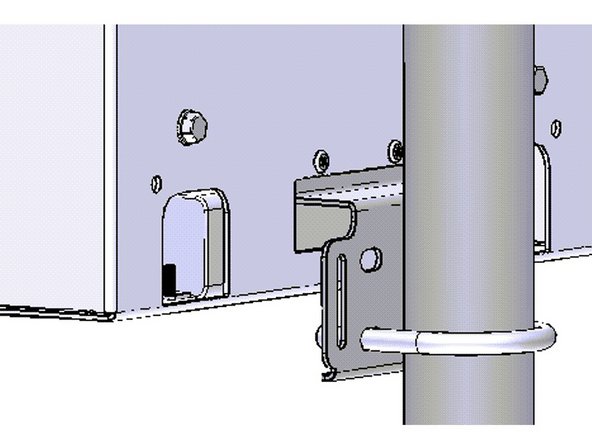 Place U-bolt or metal band through lower mounting bracket.