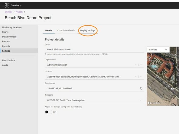 From the top navigation tabs, click on Display Settings.