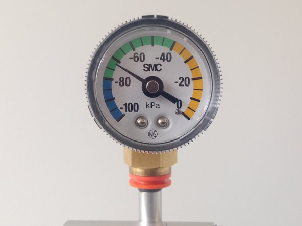 If the auto zero cycle confirms a 0.2 to 0.6 positive flow from the inlet, check the filters are clean and properly installed and then leak check the particle monitor using the vacuum gauge.