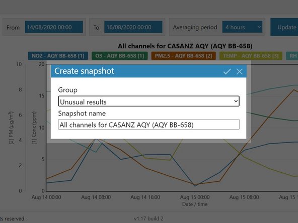 When the Create snapshot dialog box appears, select or create a group and give the snapshot a name.