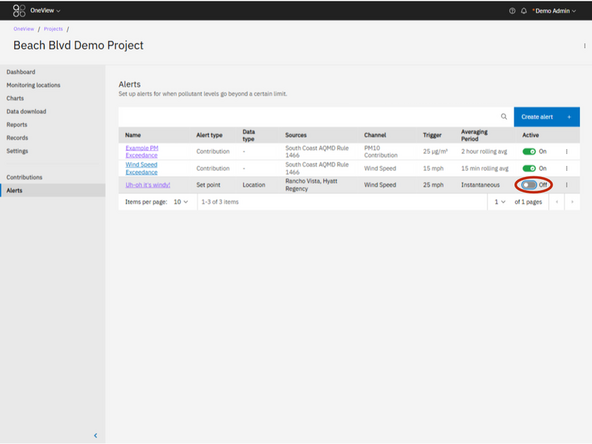 You can toggle it on or off directly from the table at any time.