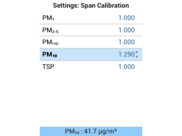 Enter Settings and navigate to Calibrate&gt;Span Calibration